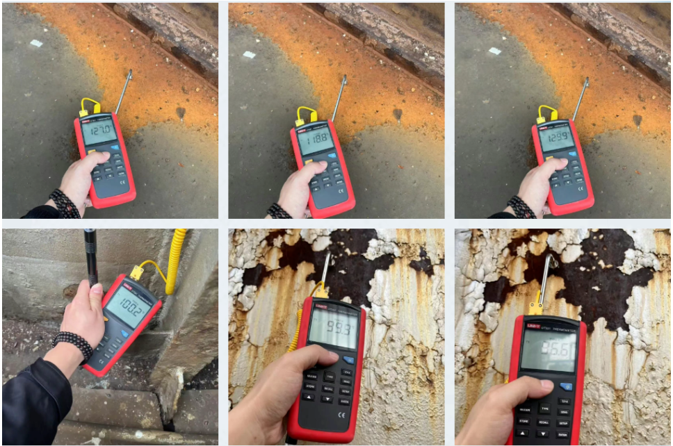 Surface temperature measurements before the furnace insulation retrofit