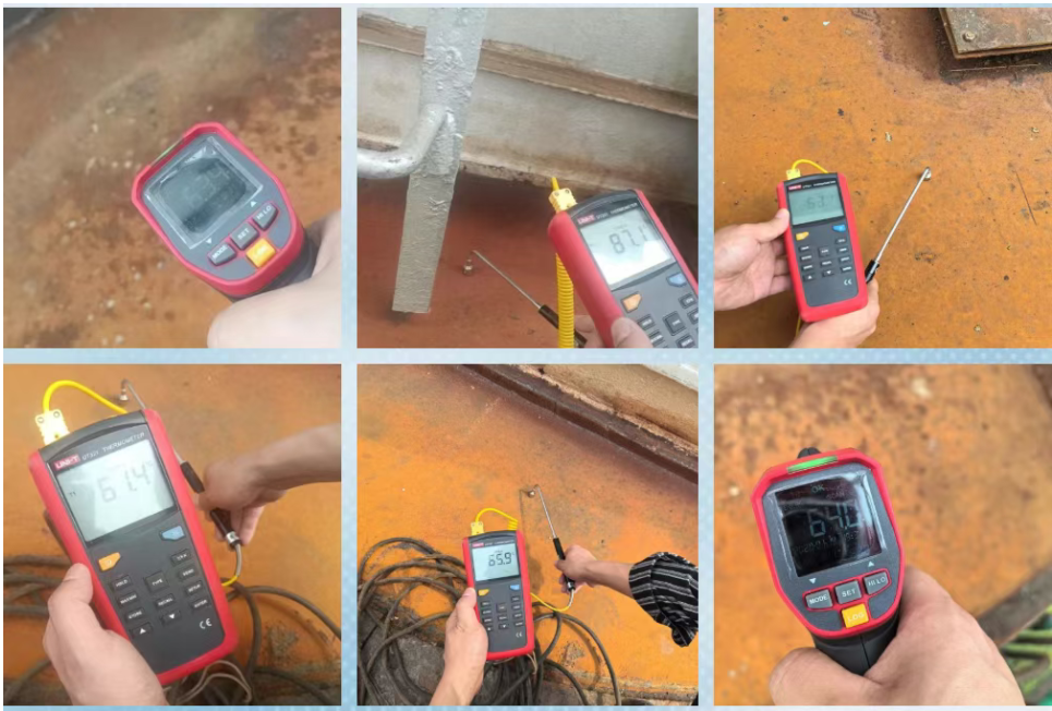 Post-retrofit furnace roof surface temperature measurement