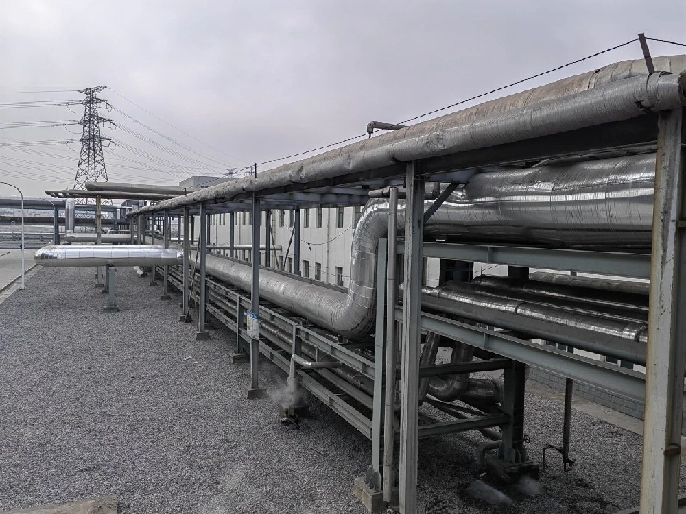 Completed aerogel insulation retrofit on industrial process pipelines